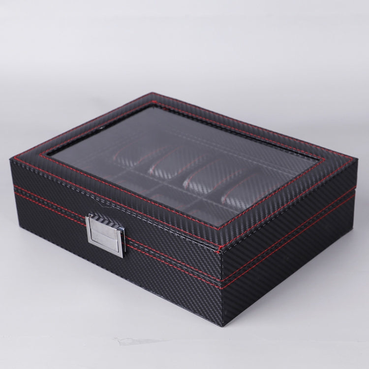 Carbon Fiber PU Leather Watch Box Jewelry Storage Box Packaging Box, Style: