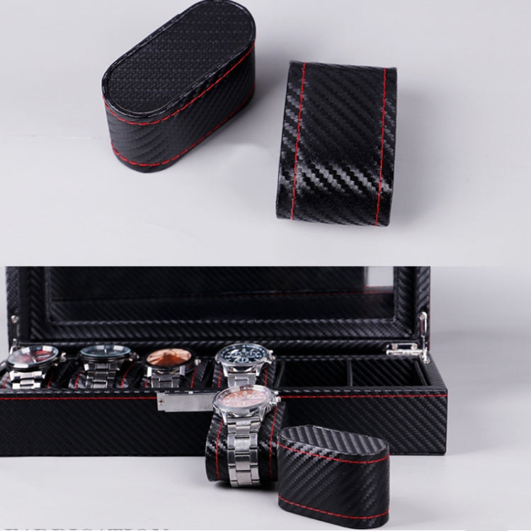 Carbon Fiber PU Leather Watch Box Jewelry Storage Box Packaging Box, Style: Reluova