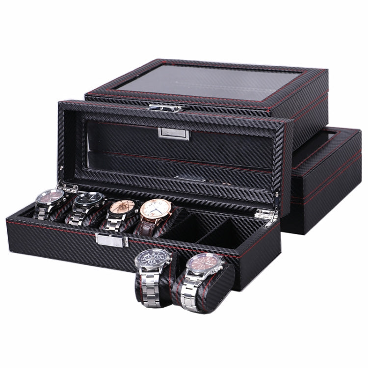 Carbon Fiber PU Leather Watch Box Jewelry Storage Box Packaging Box, Style: