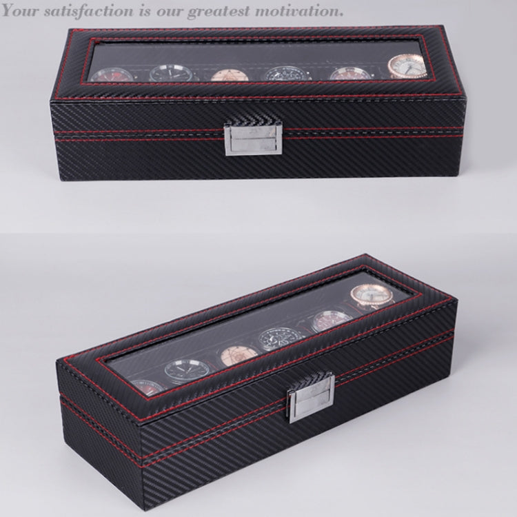 Carbon Fiber PU Leather Watch Box Jewelry Storage Box Packaging Box, Style: