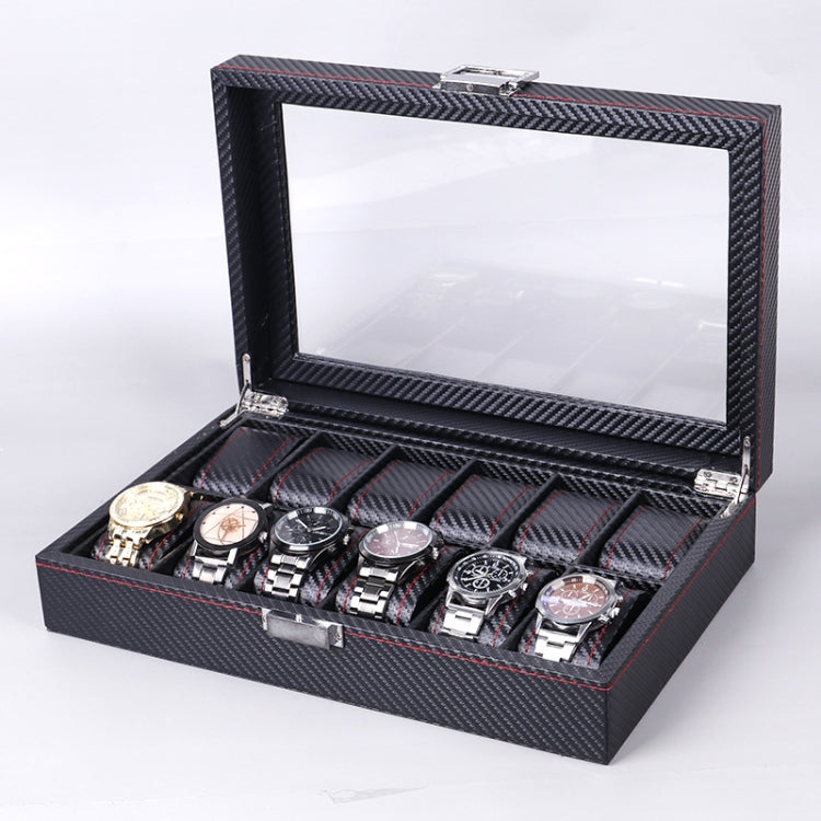 Carbon Fiber PU Leather Watch Box Jewelry Storage Box Packaging Box, Style: