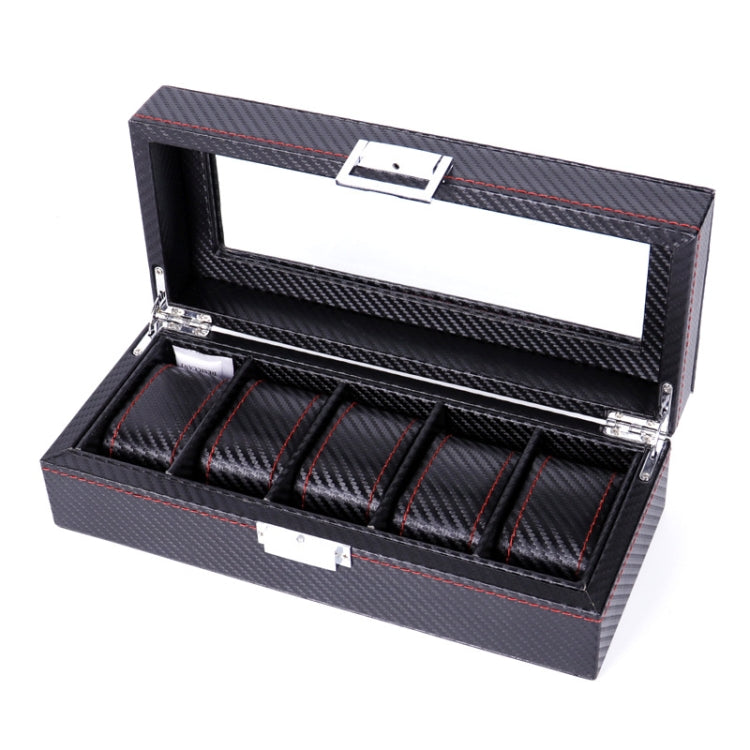 Carbon Fiber PU Leather Watch Box Jewelry Storage Box Packaging Box, Style: