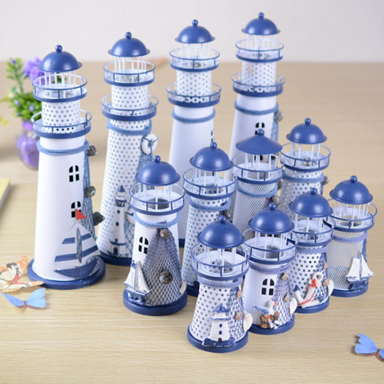 Mediterranean Style Flashing Ocean Tin Lighthouse Decoration, Style Random Delivery M1021 Large 30cm My Store