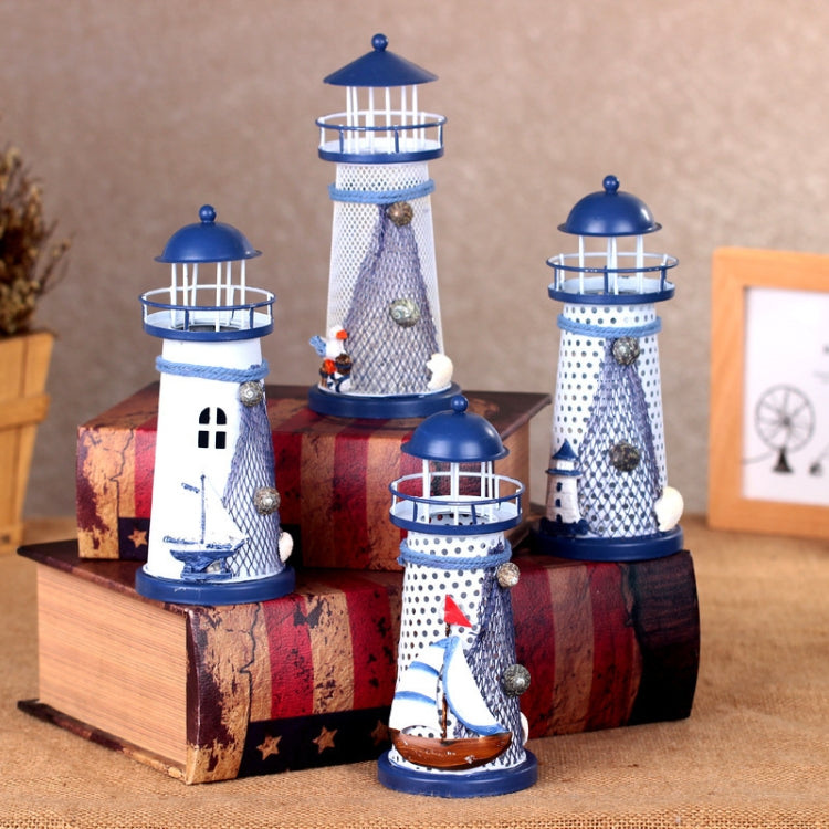 Mediterranean Style Flashing Ocean Tin Lighthouse Decoration, Style Random Delivery M1021 Large 30cm My Store