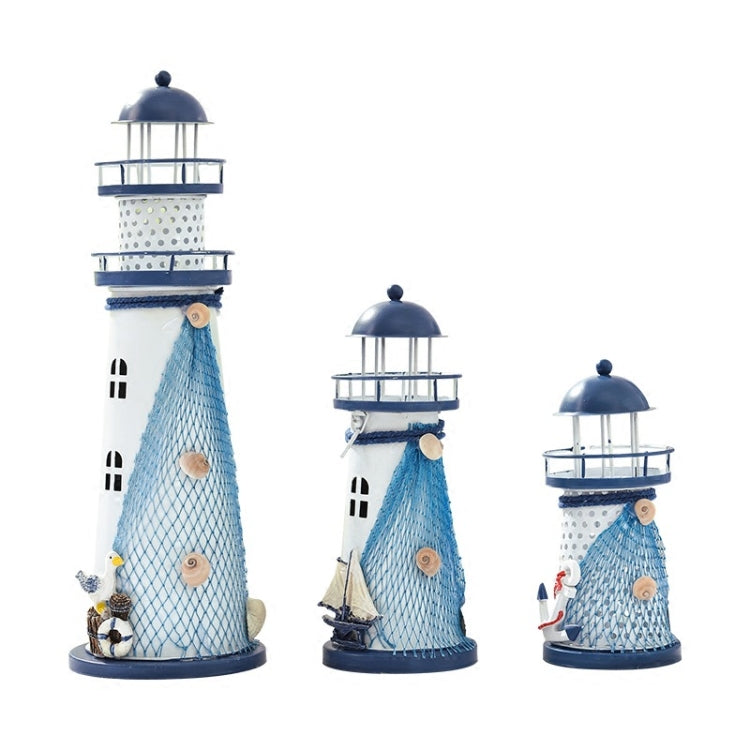 Mediterranean Style Flashing Ocean Tin Lighthouse Decoration, Style Random Delivery M1021 Large 30cm My Store