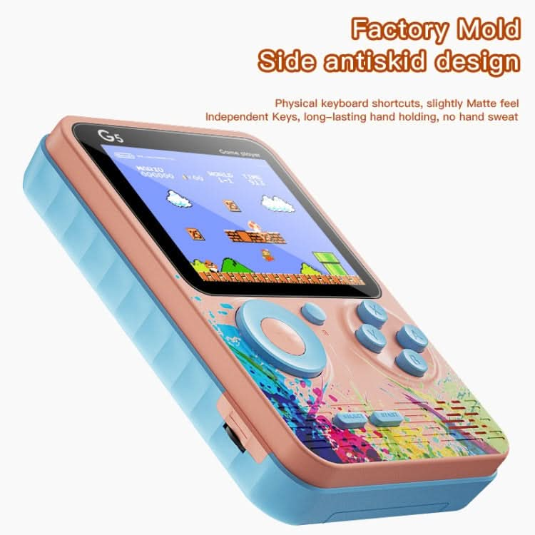 G5 Retro Children Macaron Handheld Game Console Color Screen Built-In 500 Games, Style: Reluova