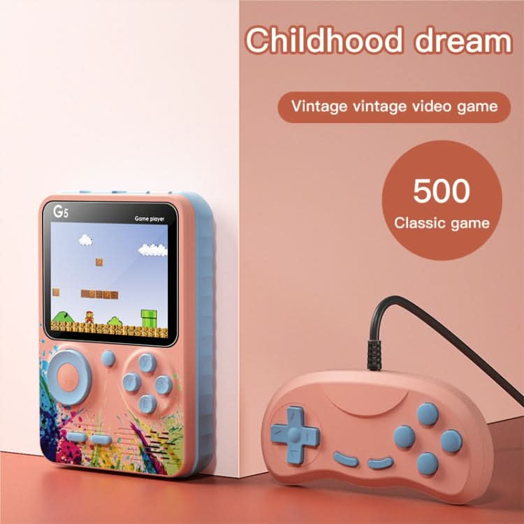 G5 Retro Children Macaron Handheld Game Console Color Screen Built-In 500 Games, Style: Reluova