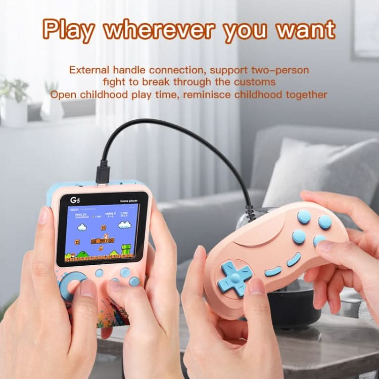 G5 Retro Children Macaron Handheld Game Console Color Screen Built-In 500 Games, Style: Reluova