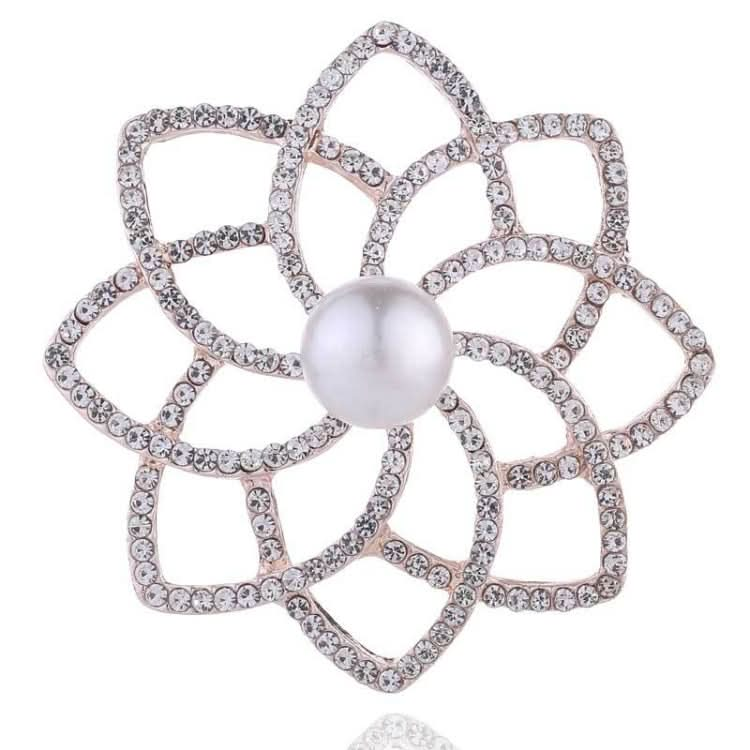 Alloy Diamond Double Flower Brooches Temperament Wild Clothes Pin Reluova