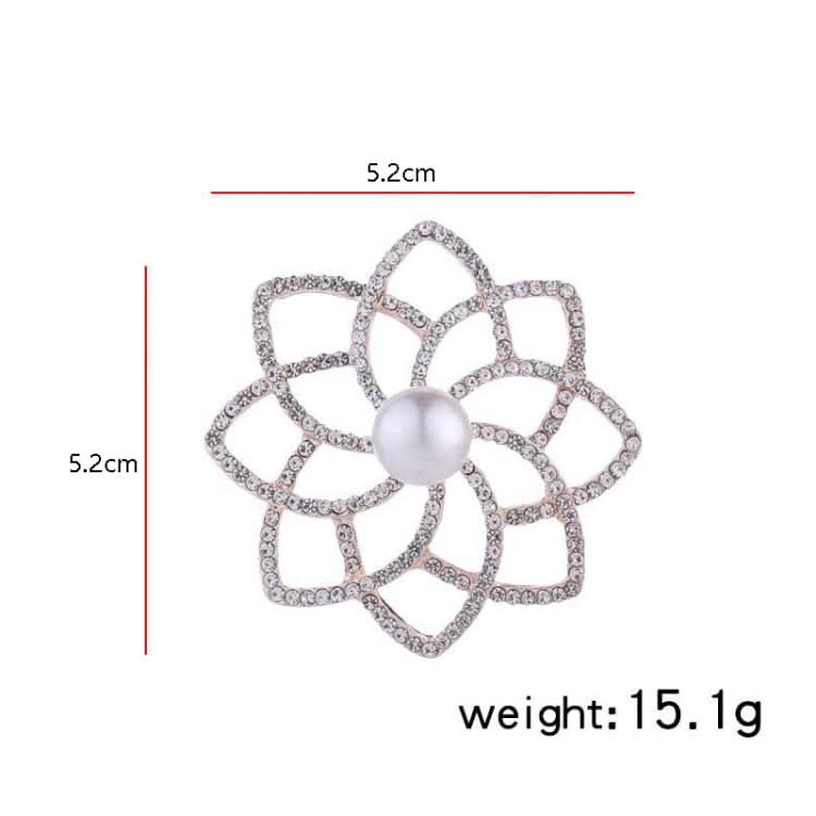 Alloy Diamond Double Flower Brooches Temperament Wild Clothes Pin Reluova