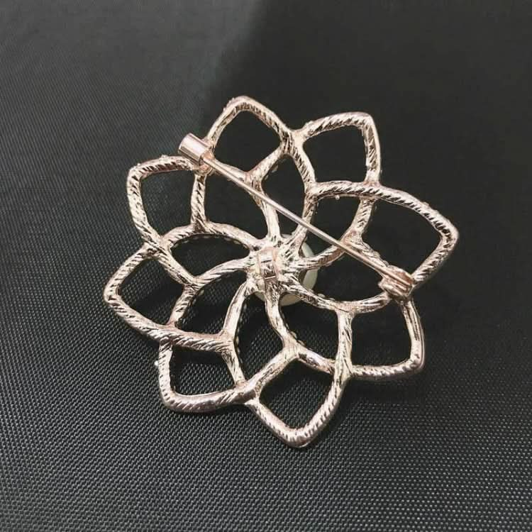 Alloy Diamond Double Flower Brooches Temperament Wild Clothes Pin Reluova