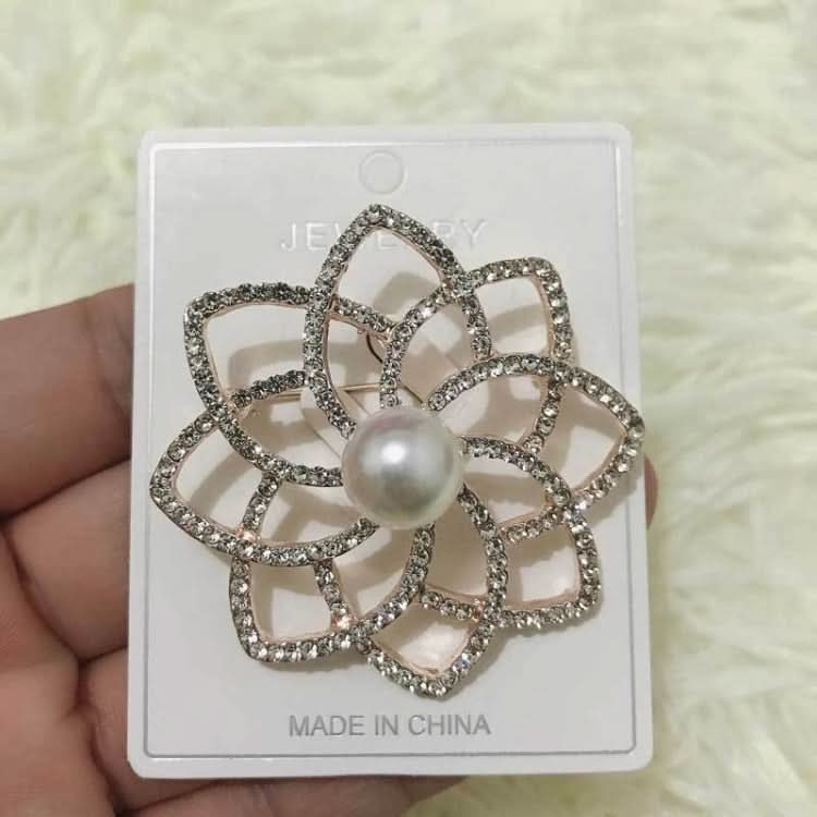 Alloy Diamond Double Flower Brooches Temperament Wild Clothes Pin Reluova