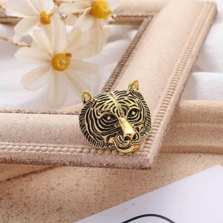 Personality Tiger Head Brooch Men Suit Pin Vintage Badge Collar Pin Reluova