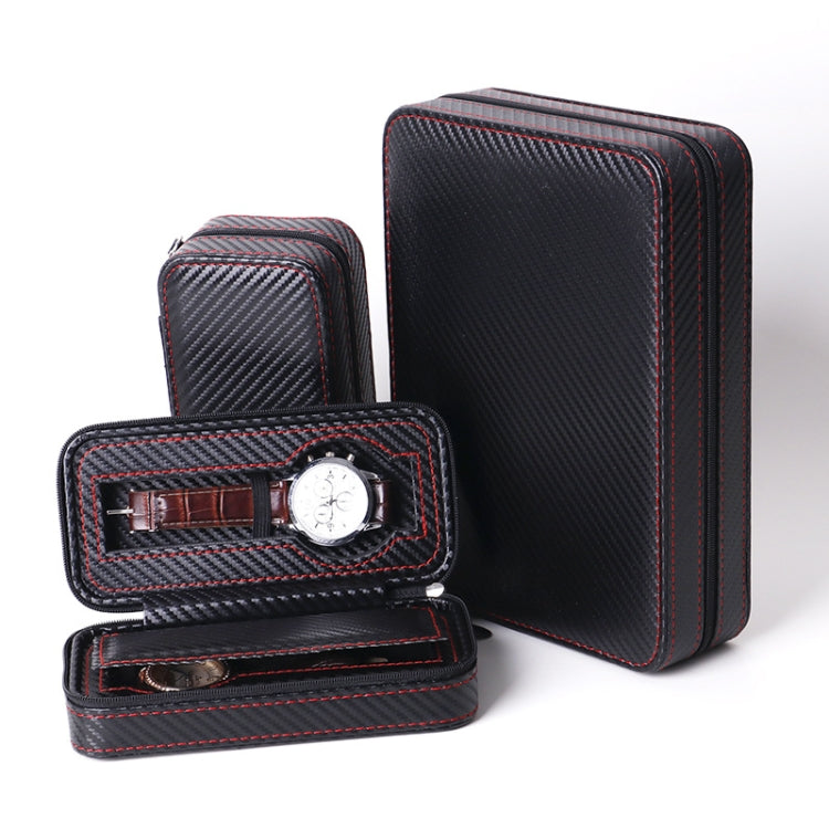 PU Leather Full Carbon Fiber Zipper Watch Bag Watch Storage Display Box, Style: Reluova