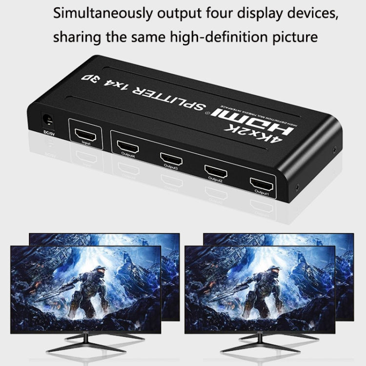 HW-4K104D 1 to 4 4K X 2K Video High-Definition On-Screen HDMI Splitter My Store