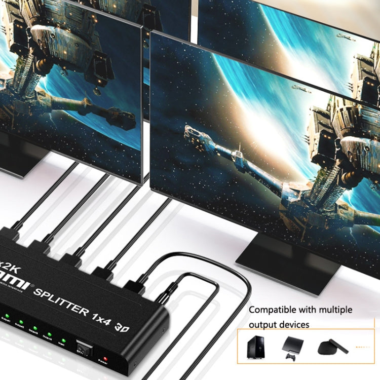 HW-4K104D 1 to 4 4K X 2K Video High-Definition On-Screen HDMI Splitter My Store