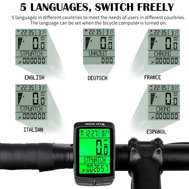 WEST BIKING 5 Languages Bicycle Waterproof Backlight Multifunction Wireless Odometer Speedometer Reluova