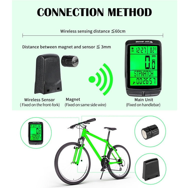 WEST BIKING 5 Languages Bicycle Waterproof Backlight Multifunction Wireless Odometer Speedometer Reluova