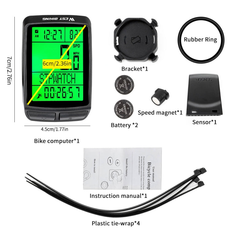 WEST BIKING 5 Languages Bicycle Waterproof Backlight Multifunction Wireless Odometer Speedometer Reluova