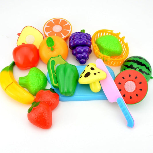 Pretend Play Plastic Food Toy Cutting Fruit Vegetable for Children, Random Color and Style