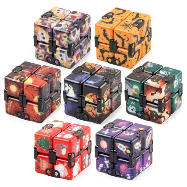 3 PCS  Infinite Magic Cube Halloween Theme Variety Flip Folding Second Order Magic Cube Finger Toy Reluova