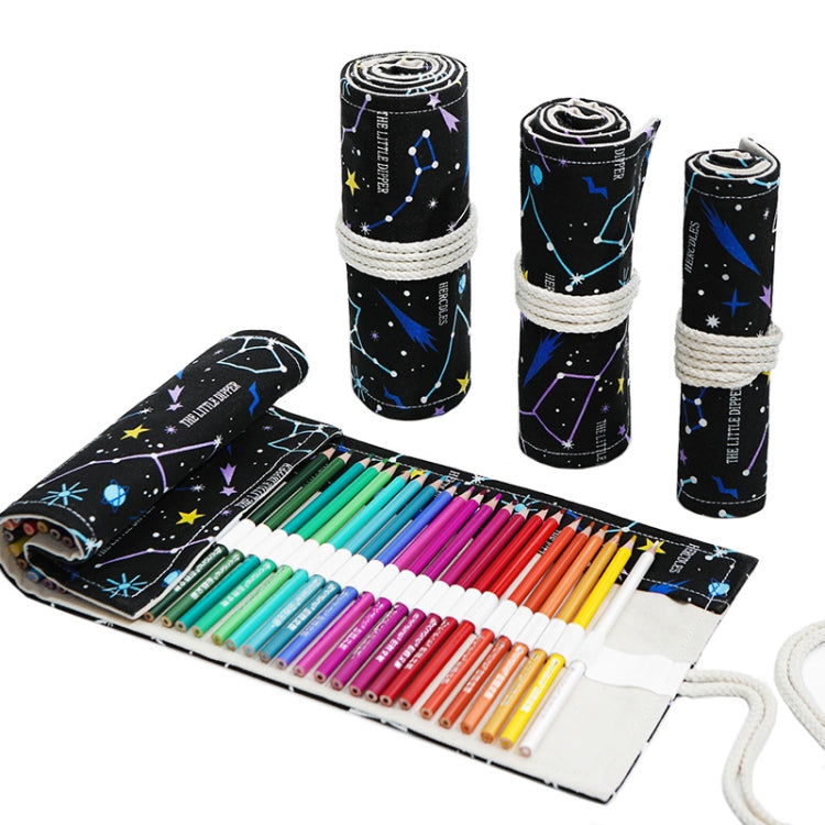 Night Sky Sketch Color Pencil Bag  Students Large-Capacity Canvas Pen Curtain Roll Pen Bag