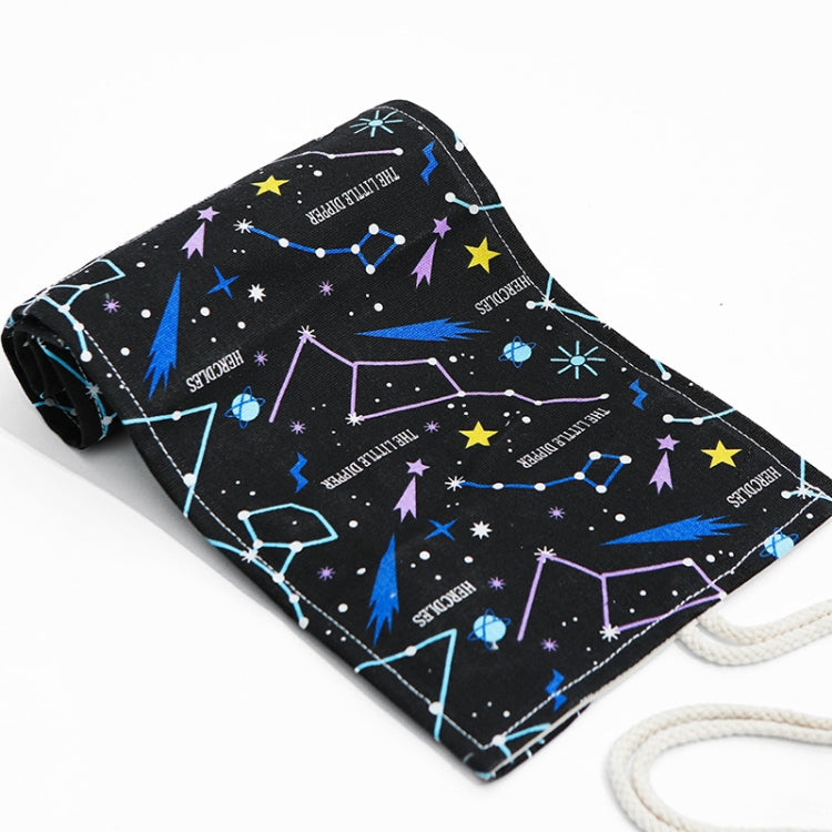 Night Sky Sketch Color Pencil Bag  Students Large-Capacity Canvas Pen Curtain Roll Pen Bag