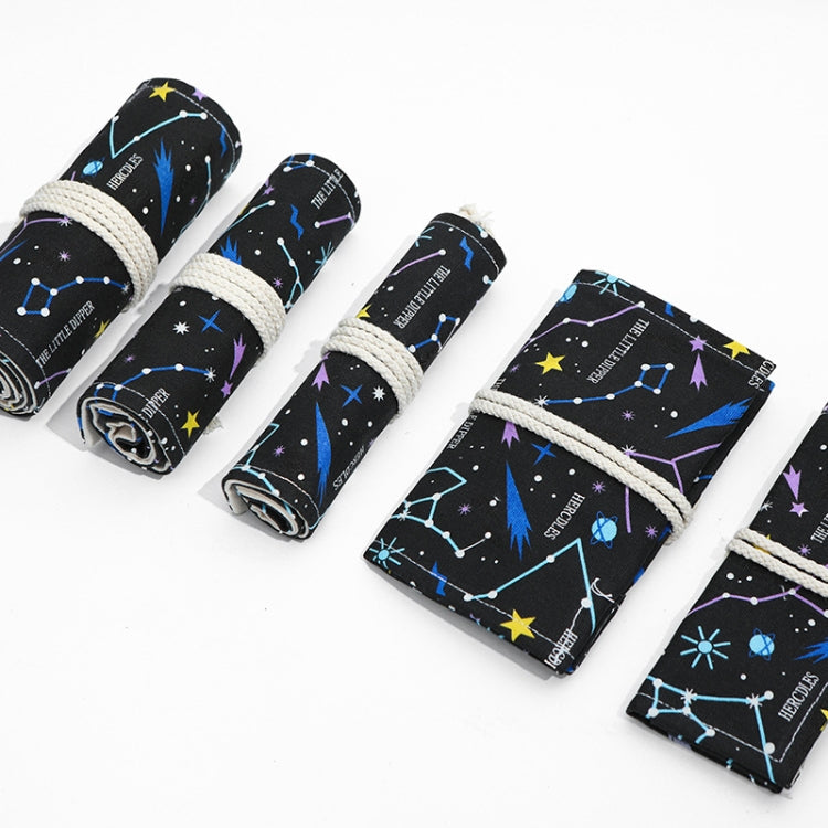 Night Sky Sketch Color Pencil Bag  Students Large-Capacity Canvas Pen Curtain Roll Pen Bag My Store