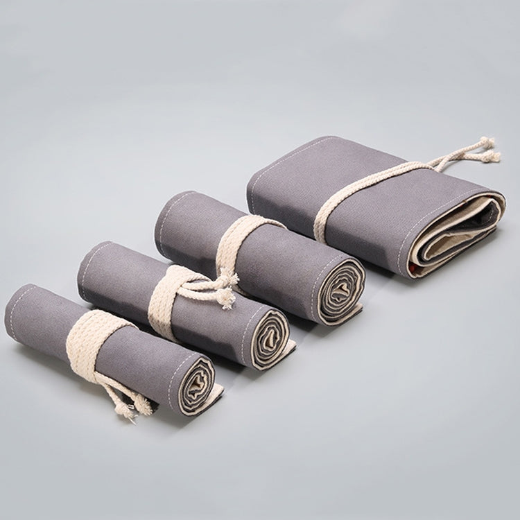 12 Holes Handmade Gray Canvula Pen Curtain Large Capacity Roller Pen Bag Color Lead Sketch Stationery Bag