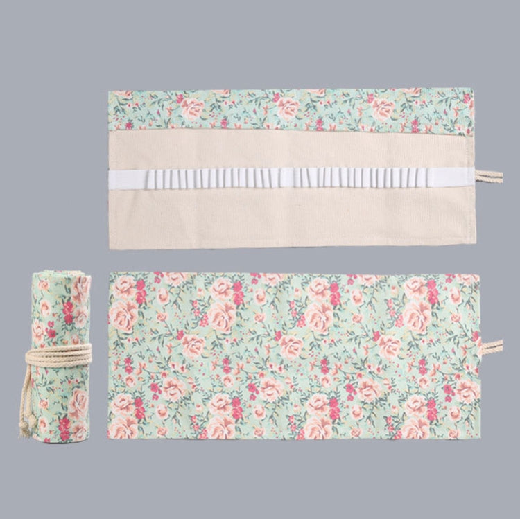 Small Floral Canvas Handmade Pen Curtain Sketch Color Pencil Roll Pen Bag Storage Stationery Box My Store