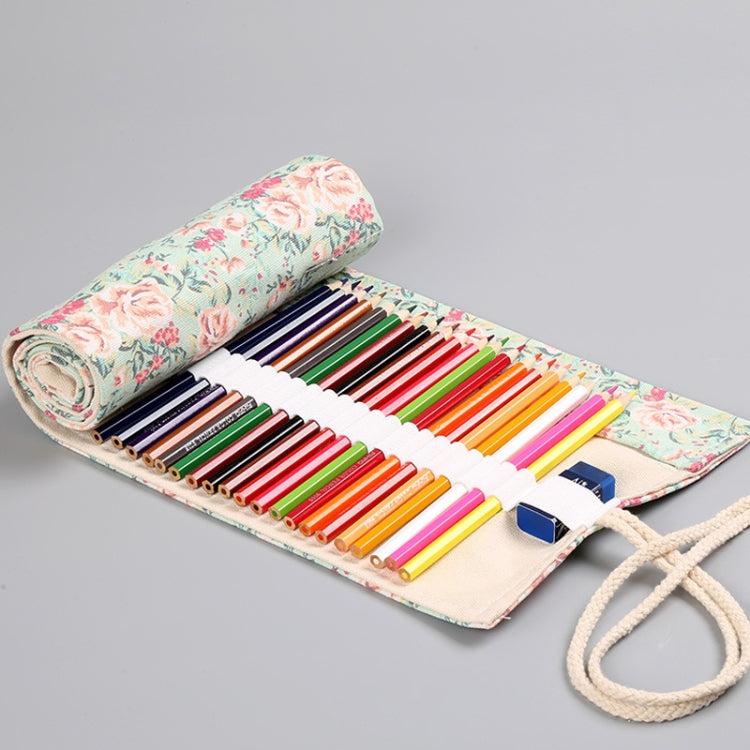 Small Floral Canvas Handmade Pen Curtain Sketch Color Pencil Roll Pen Bag Storage Stationery Box