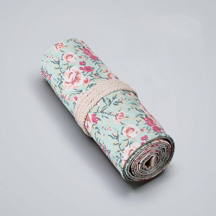 Small Floral Canvas Handmade Pen Curtain Sketch Color Pencil Roll Pen Bag Storage Stationery Box