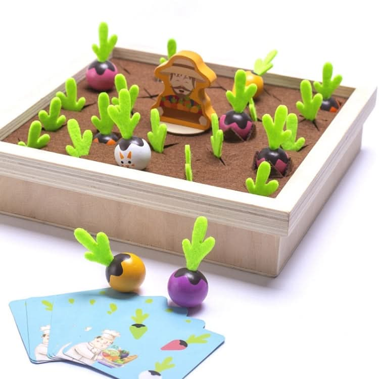 Farm Pulling Carrot Memory Chess Board Game Children Wooden Enlightenment Early Educational Toys Reluova