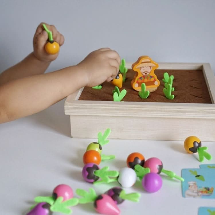 Farm Pulling Carrot Memory Chess Board Game Children Wooden Enlightenment Early Educational Toys Reluova