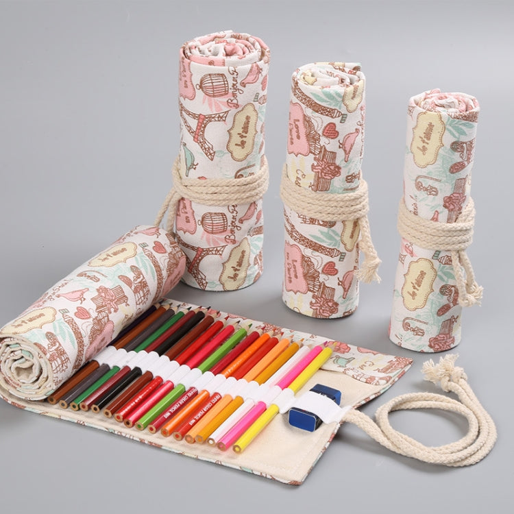 Tower Canvas Handmade Pen Curtain Roll Pen Bag  Sketch Color Pencil Bag My Store