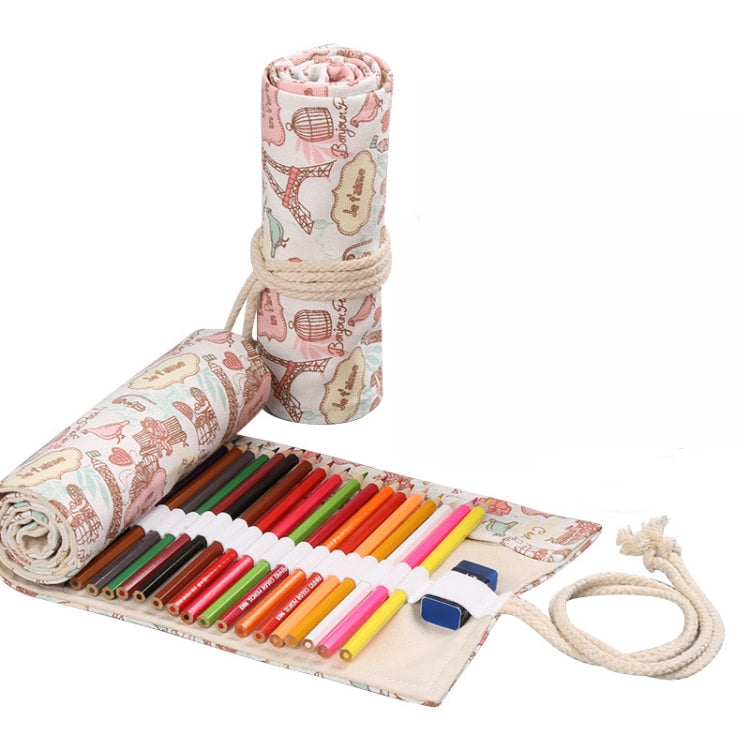 Tower Canvas Handmade Pen Curtain Roll Pen Bag  Sketch Color Pencil Bag My Store