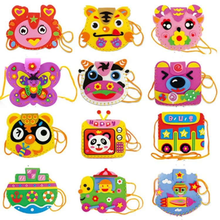 3 PCS Multicolor EVA Foam Puzzles Lovely Animals Children Handmade Bags, Random Style Delivery Reluova