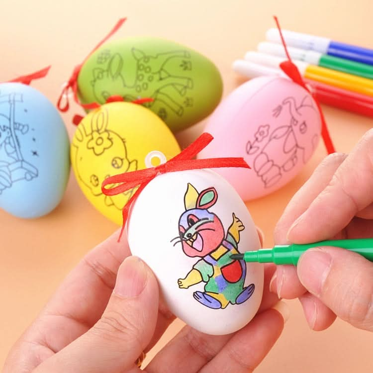 4 PCS Handmade Cartoon Painted Easter Eggs Children's Educational Toys, Random Pattern and Color Reluova