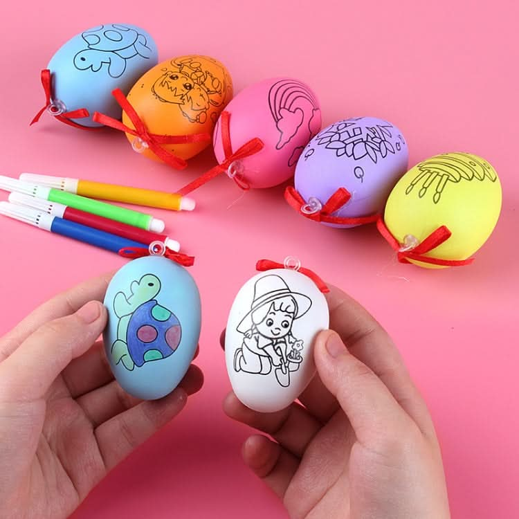 4 PCS Handmade Cartoon Painted Easter Eggs Children's Educational Toys, Random Pattern and Color Reluova