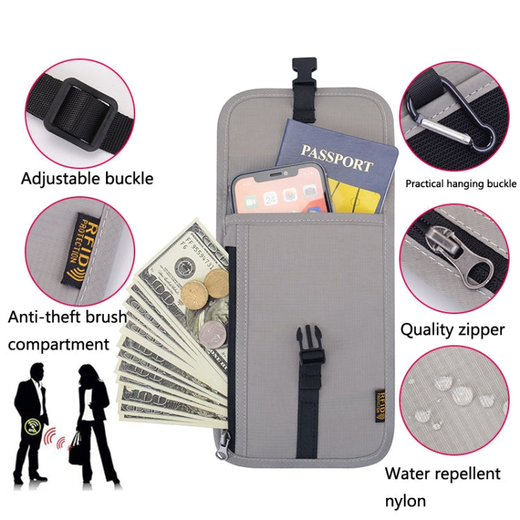 1062 Travel Passport Bag RFID Multi-Function Document Holder Hanging Neck Ticket Protective Case