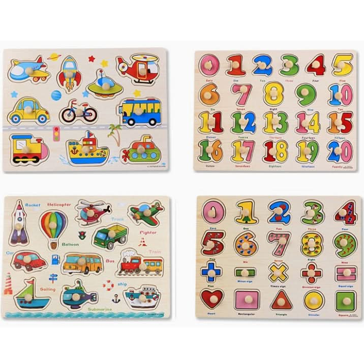 Wooden Puzzle Hand Grab Board Educational Toy Number Transport Pattern Puzzle Child Gift, Reluova