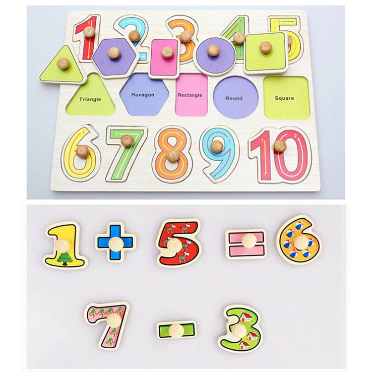 Wooden Puzzle Hand Grab Board Educational Toy Number Transport Pattern Puzzle Child Gift, Reluova