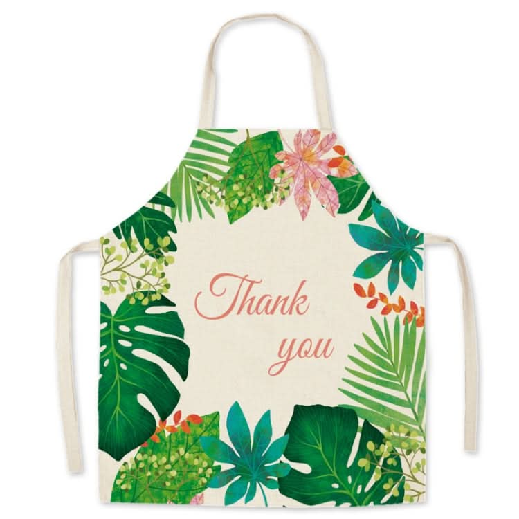 Green Leaf Kitchen Apron Linen Cooking Gown Work Clothes Reluova