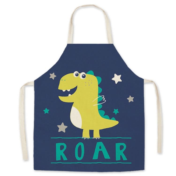 Linen Fabric Art Cartoon Apron Parent-Child Sleeveless Halter Apron Reluova