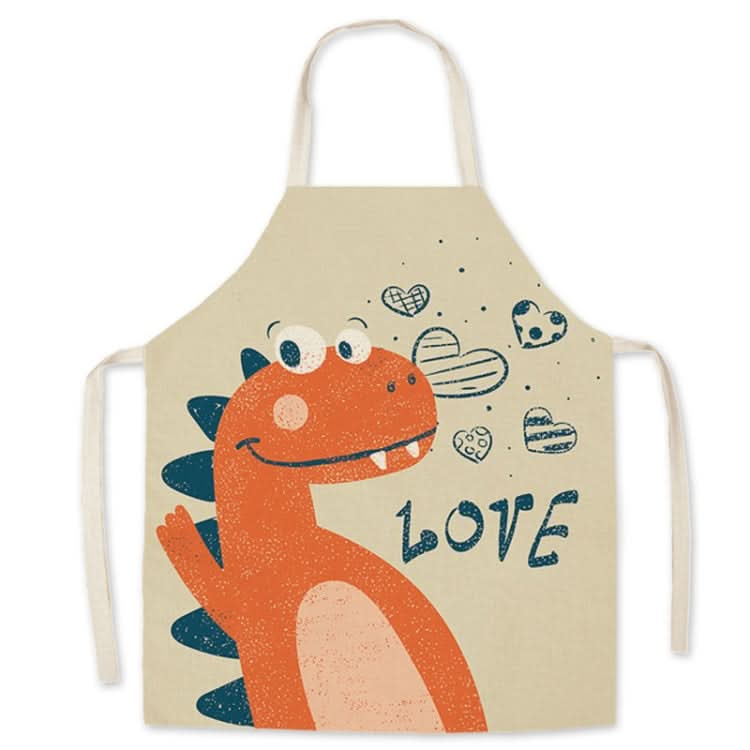 Linen Fabric Art Cartoon Apron Parent-Child Sleeveless Halter Apron Reluova