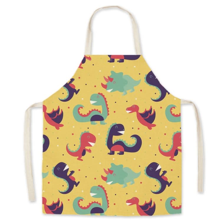 Linen Fabric Art Cartoon Apron Parent-Child Sleeveless Halter Apron Reluova