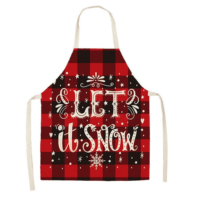 Christmas Plaid Series Cotton And Linen Apron Household Cleaning Overalls, Series 1 My Store