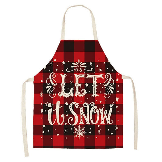 Christmas Plaid Series Cotton And Linen Apron Household Cleaning Overalls, Series 1