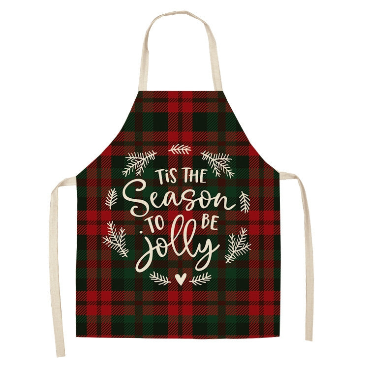 Christmas Plaid Series Cotton And Linen Apron Household Cleaning Overalls, Series 1 My Store