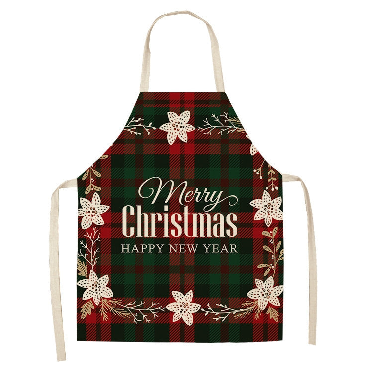 Christmas Plaid Series Cotton And Linen Apron Household Cleaning Overalls, Series 1